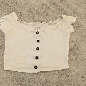 active usa white “buttoned” shirt crop